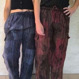 Burgundi patchwork uniszex nadrág