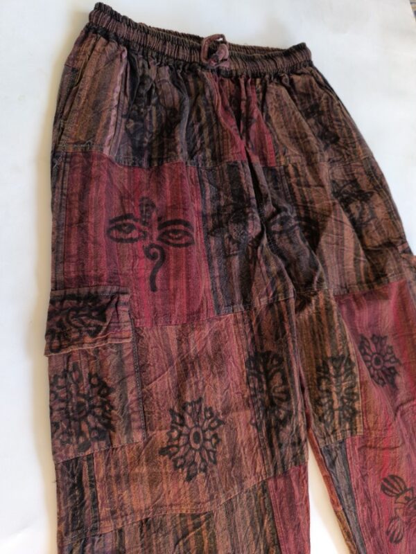 Burgundi patchwork uniszex nadrág - Image 6