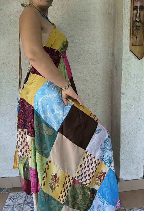 Patchwork maxi ruha kék bojtos - Image 5