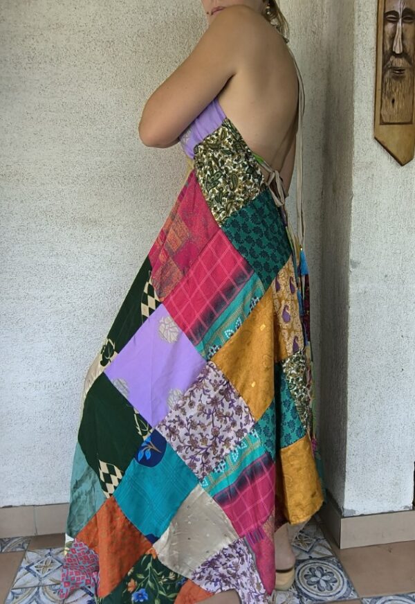 Patchwork maxi ruha kék bojtos - Image 6