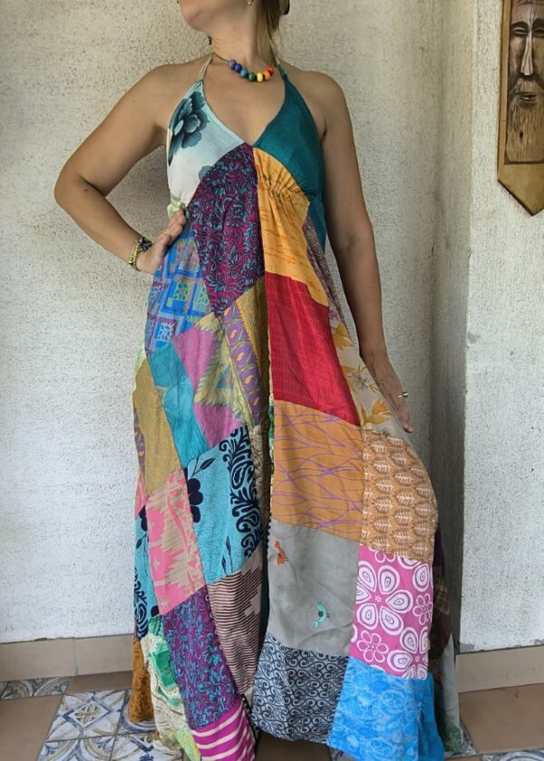 Patchwork maxi ruha zöld bojtos - Image 2