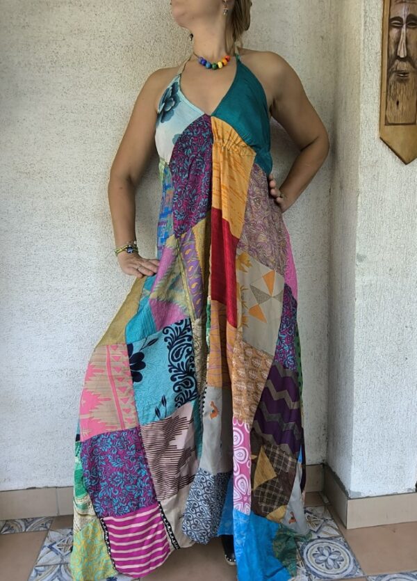 Patchwork maxi ruha zöld bojtos - Image 6