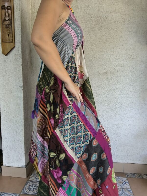 Patchwork maxi ruha lila bojtos - Image 4