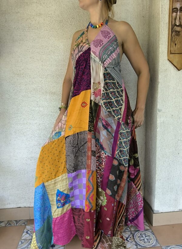 Patchwork maxi ruha lila bojtos - Image 6