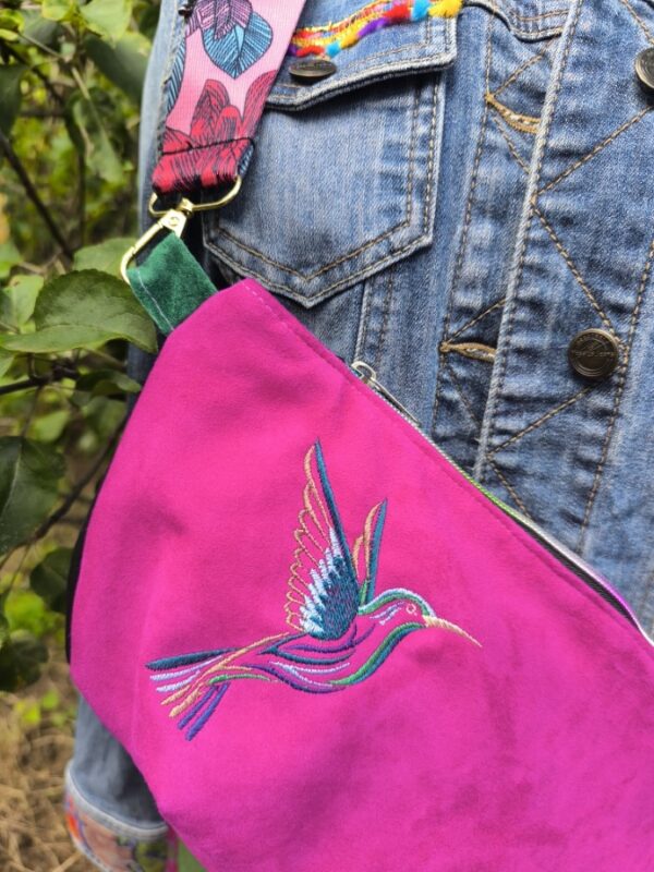 Pink kolibri velúrbőr keresztpántos táska - Image 2