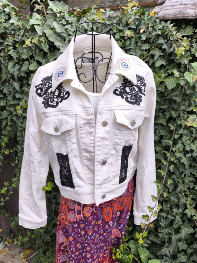 HFekete-fehér csipke farmer újrakabát M - Image 10