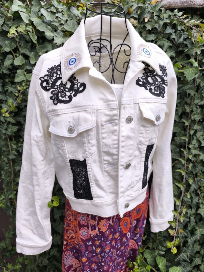 HFekete-fehér csipke farmer újrakabát M - Image 9