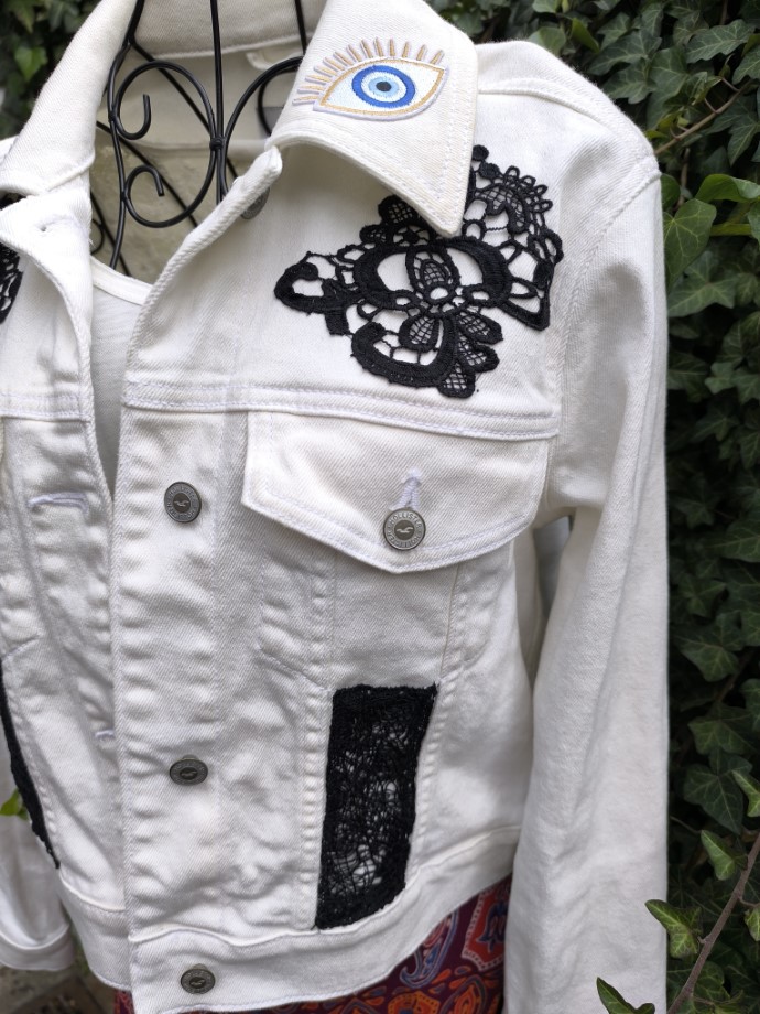 HFekete-fehér csipke farmer újrakabát M - Image 8