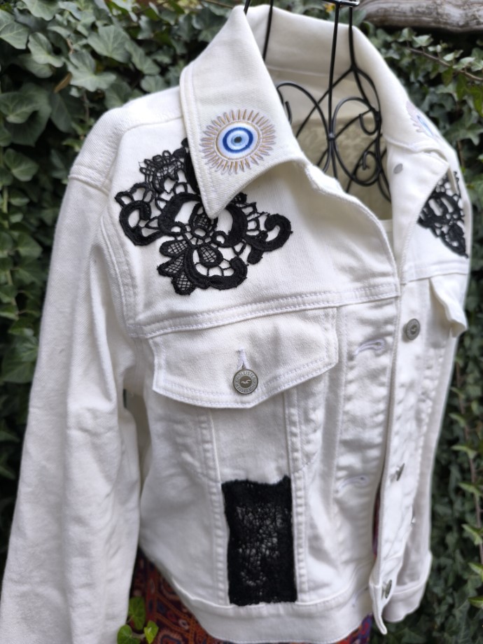 HFekete-fehér csipke farmer újrakabát M - Image 7