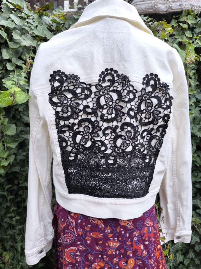 HFekete-fehér csipke farmer újrakabát M - Image 5