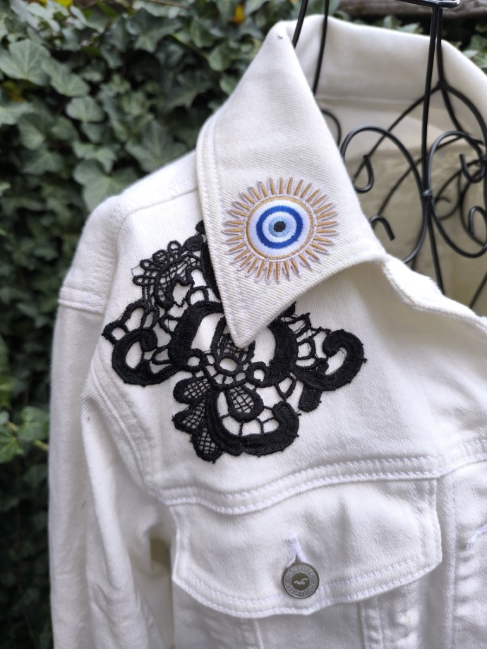 HFekete-fehér csipke farmer újrakabát M - Image 4
