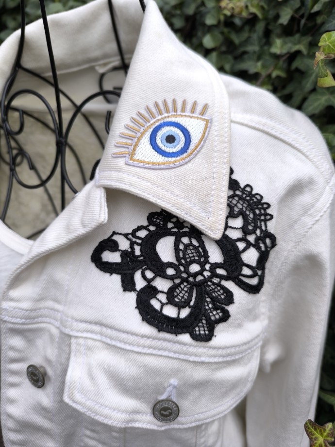 HFekete-fehér csipke farmer újrakabát M - Image 3