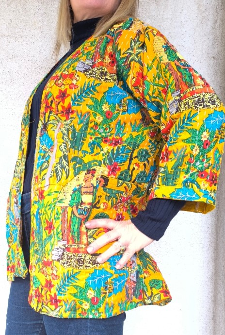 Sárga Frida Kahlo Kantha kimonó - Image 5