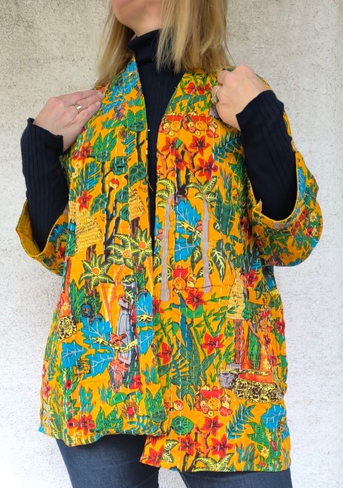 Sárga Frida Kahlo Kantha kimonó - Image 4