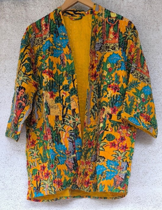 Sárga Frida Kahlo Kantha kimonó - Image 3