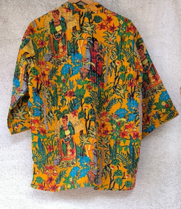 Sárga Frida Kahlo Kantha kimonó - Image 2