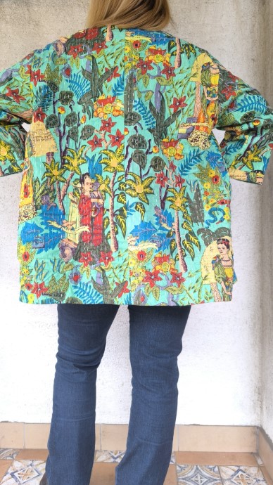 Zöld Frida Kahlo Kantha kimonó - Image 4
