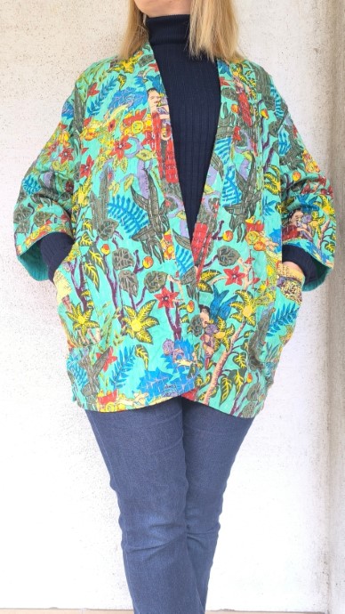 Zöld Frida Kahlo Kantha kimonó - Image 8