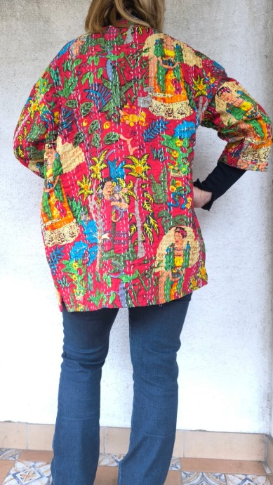Piros Frida Kahlo Kantha kimonó - Image 5