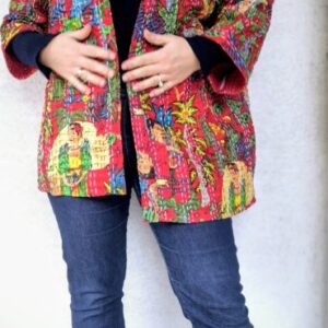 Piros Frida Kahlo Kantha kimonó