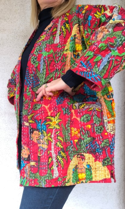 Piros Frida Kahlo Kantha kimonó - Image 6