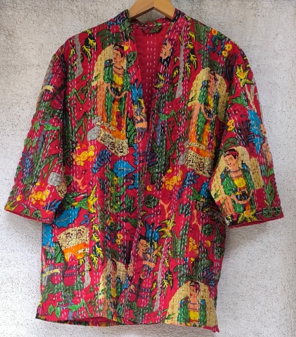 Piros Frida Kahlo Kantha kimonó - Image 2