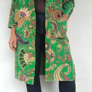Zöld botanikus Kantha kimonó