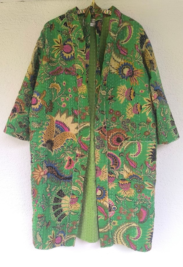 Zöld botanikus Kantha kimonó - Image 3