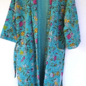 Kék kisbotanikus Kantha kimonó XL-XXL