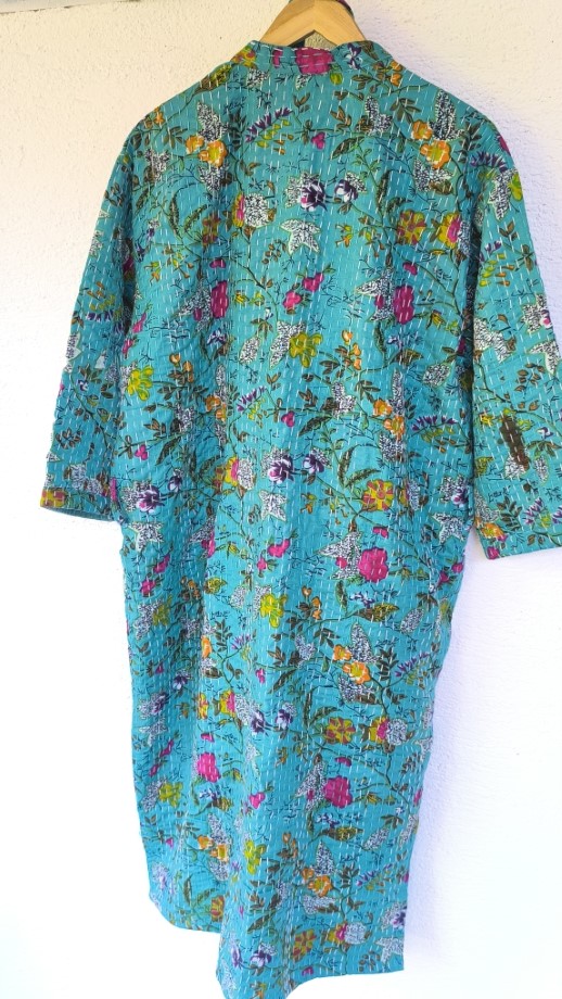 Kék kisbotanikus Kantha kimonó XL-XXL - Image 2