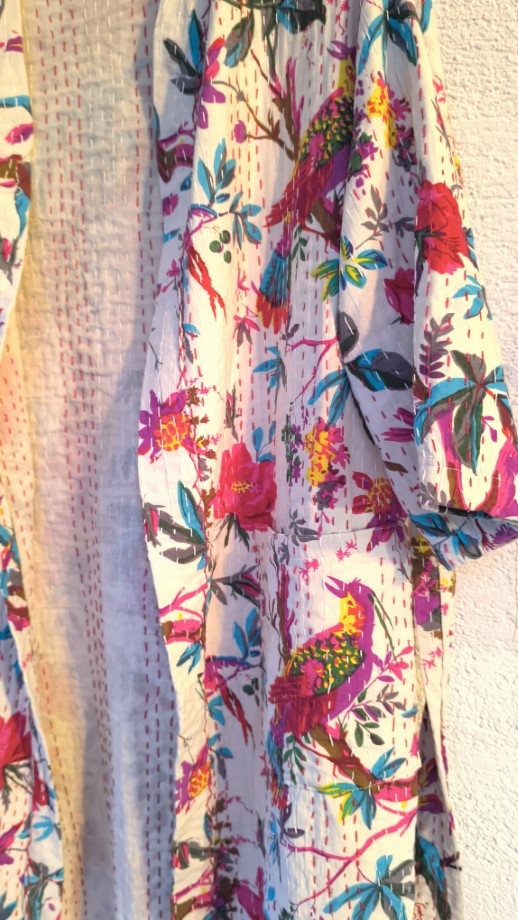 Fehér madárfütty Kantha kimonó M-XL - Image 10