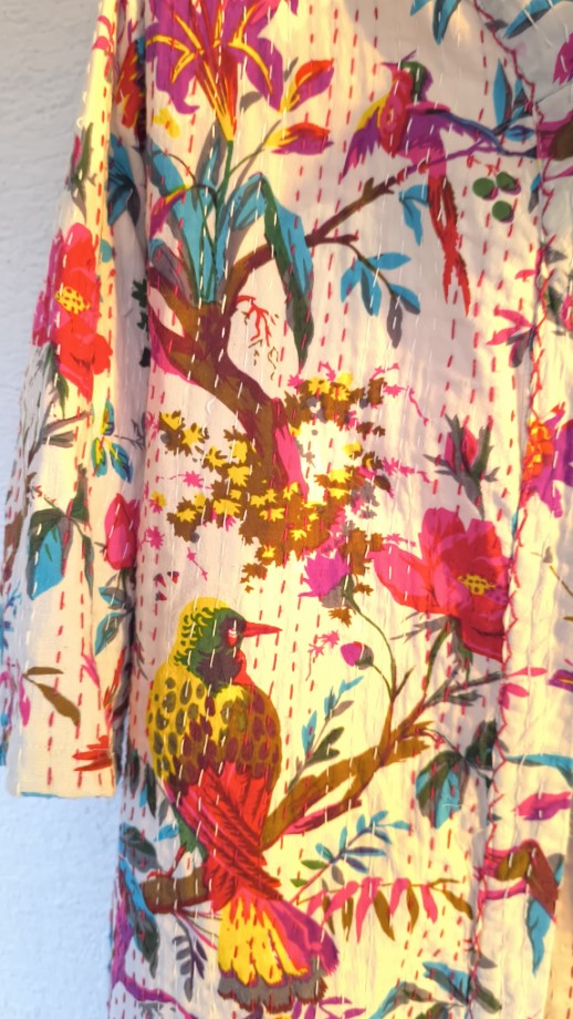 Fehér madárfütty Kantha kimonó M-XL - Image 8